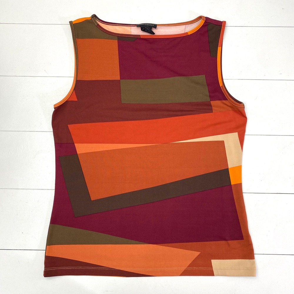 Vtg The Limited Geometric Print Sleeveless Top Women Lg Retro Abstract Mod y2K
